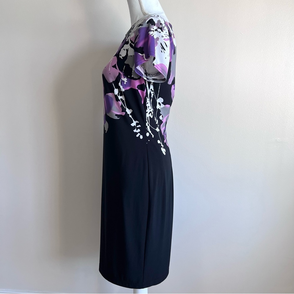 Joseph Ribkoff Black and Purple Midi Dress - Picture 7 of 10